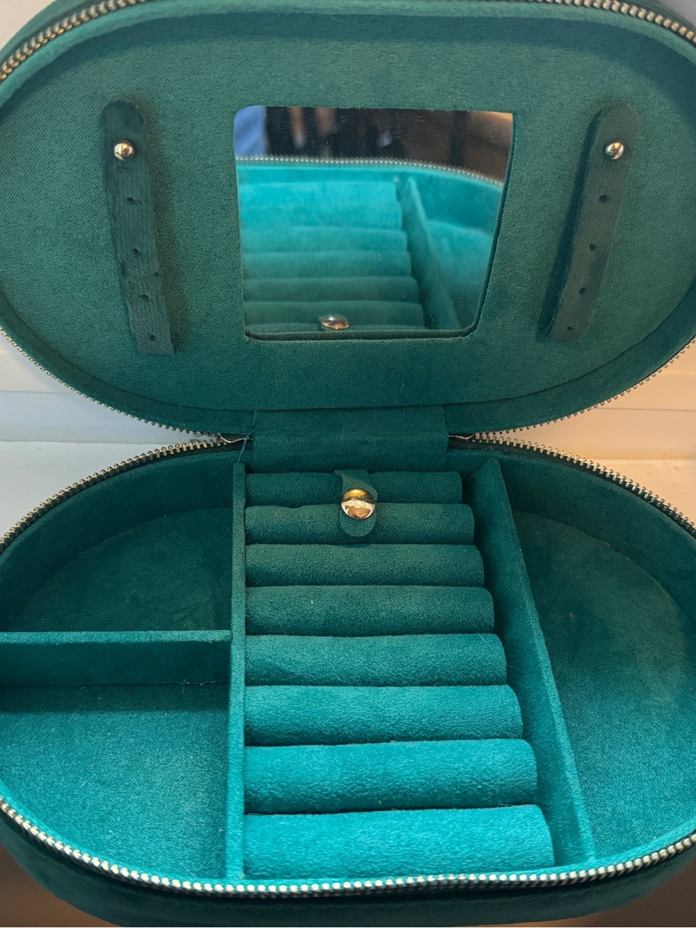 Emerald Green Jewelry Travel Case with Ring Rolls